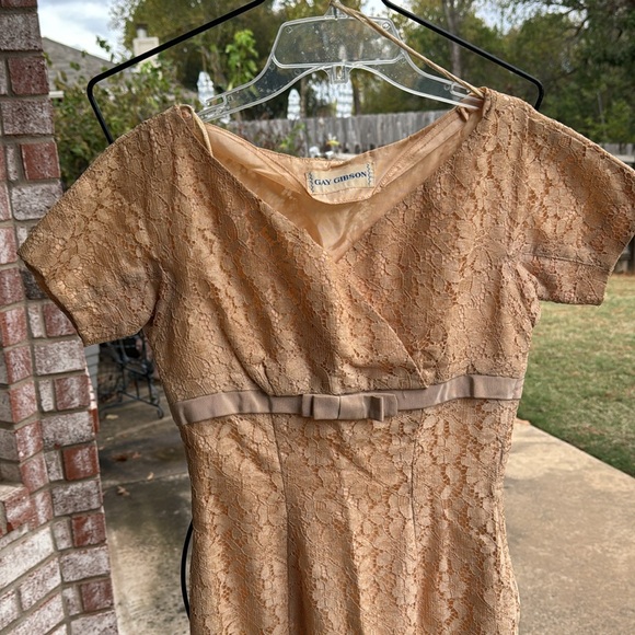 Vintage Cream Lace Dress Gay Gibson 1960s